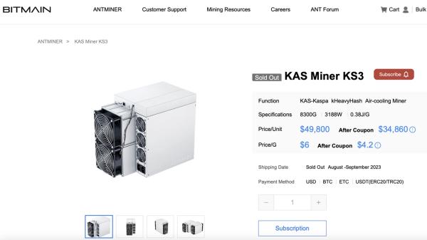 Bitmain Dispatches Initial KS3 Antminers Amid Surge in Kaspa's Hashrate